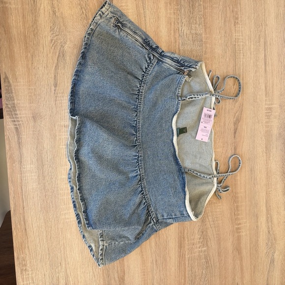 Wild Fable Denim Cami Top XXL Blue Babydoll Peplum Tie Strap Tank NWT - Picture 7 of 7